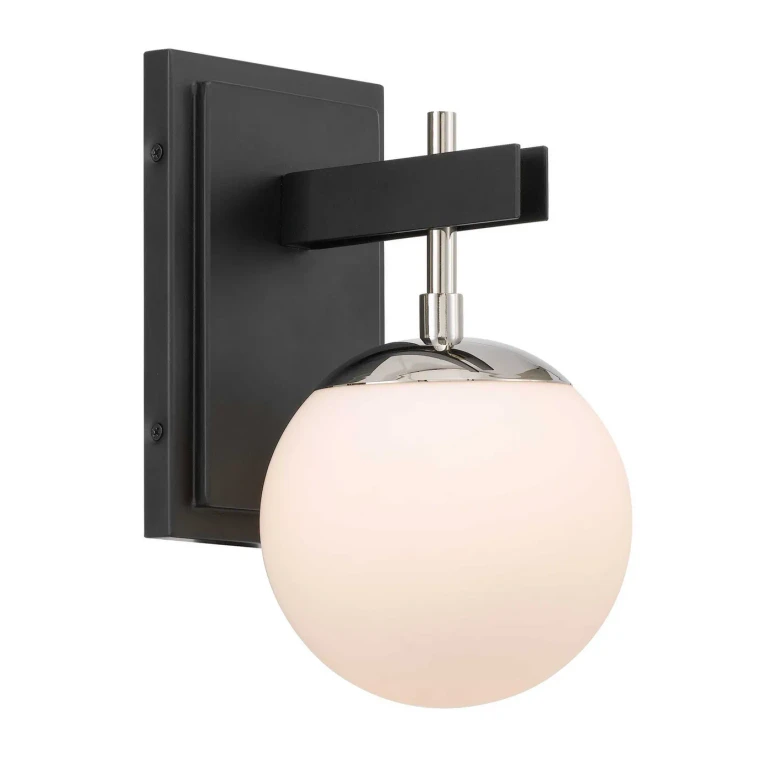 Allie Wall Sconce in Black with Polished Nickel