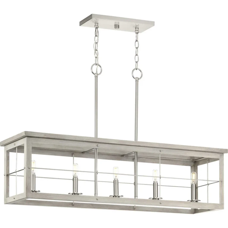 Brushed Nickel Five Light Island Pendant from the Hedgerow Collection