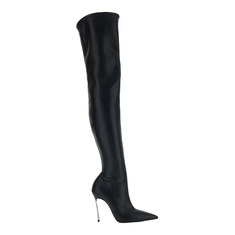 Casadei superblade Black Over-the-knee Boots With Stiletto Heels In Leather Woman