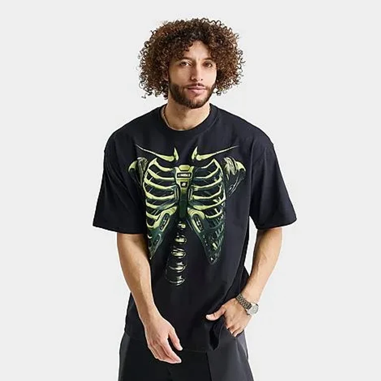 Nike Men's Sportswear Anatomy of Air Graphic T-Shirt in Black/Volt Size: Small
