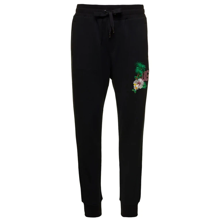 Pantalón de chándal Dolce & Gabbana con bordado floral y logo