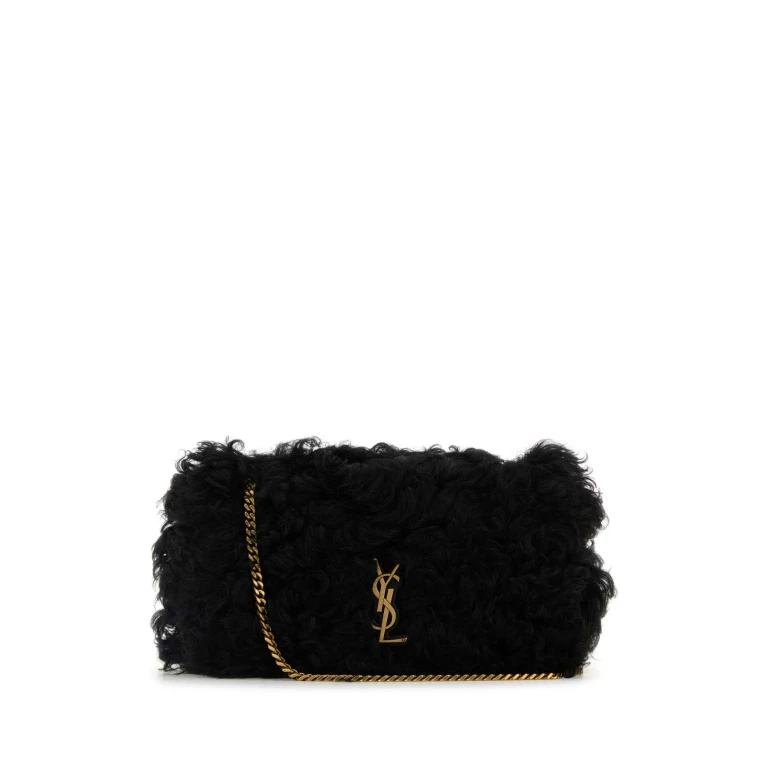 Saint Laurent Black Shearling Medium Jamie Shoulder Bag