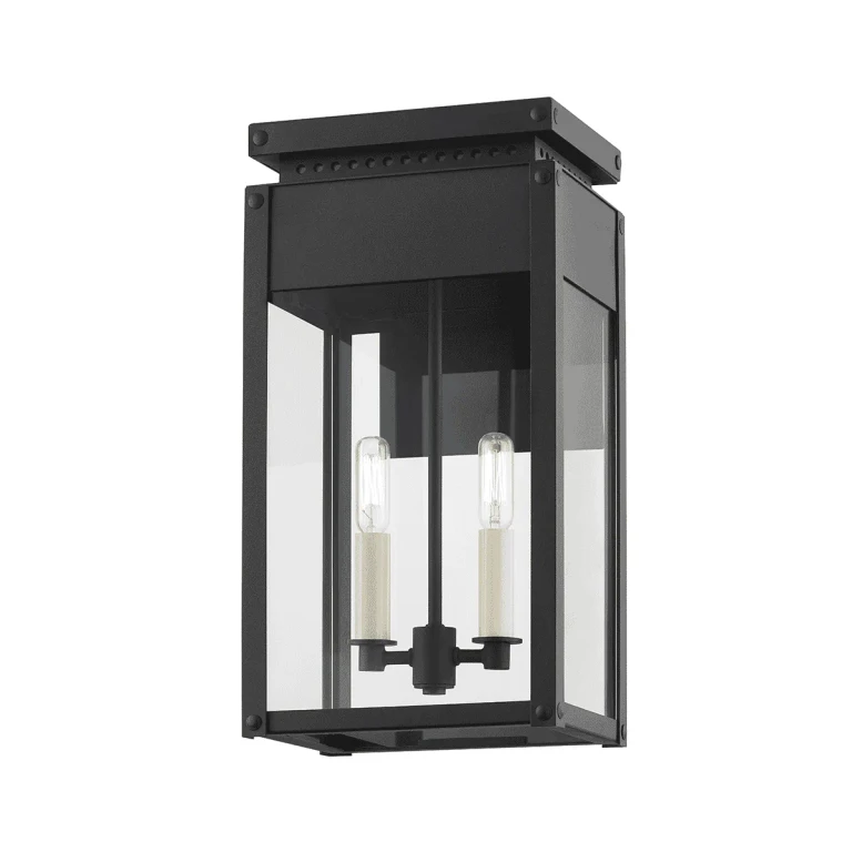Textured Black Two Light Outdoor Wall Sconce from the Braydan Collection