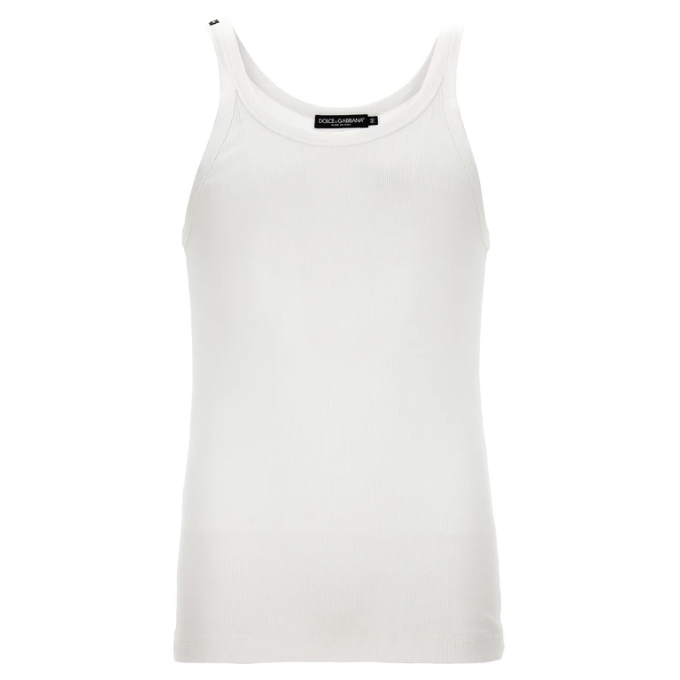 White Cotton Tank Tops - Men