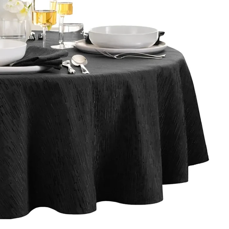 Elrene Home Fashions Continental Solid Texture Water and Stain Resistant Oval Tablecloth, 60 x 84
