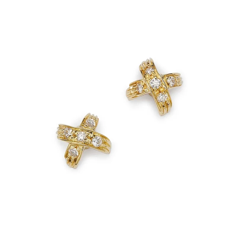 Roberto Coin 18K Yellow Gold 'X' Pave Stud Earrings