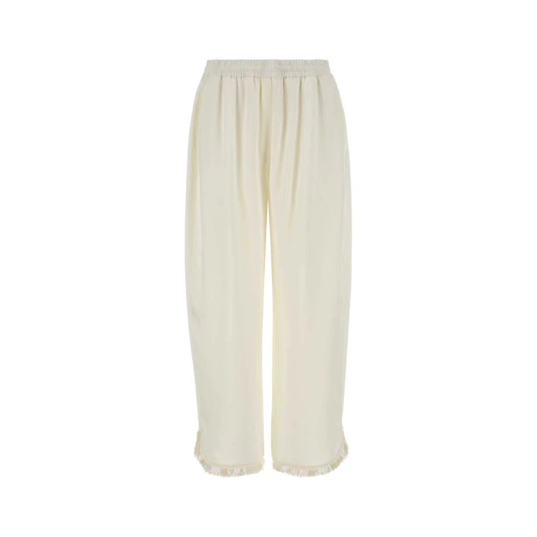 Stella McCartney White Satin Pyjamas Pant Cream Exterior: Acetate Viscose Pantaloni - Women