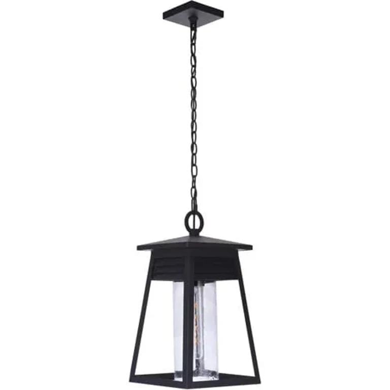 Textured Black One Light Outdoor Pendant from the Becca Collection