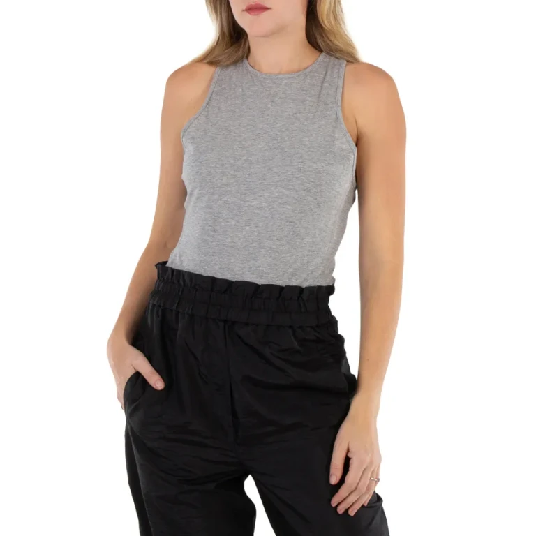 Tibi Ladies Heather Grey Crewneck Racerback Bodysuit, Size Small
