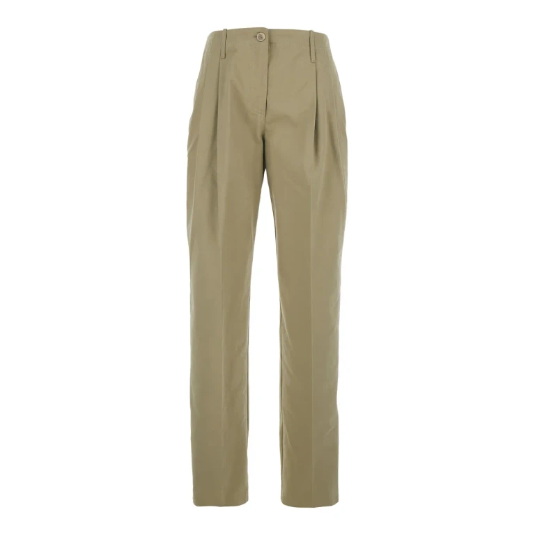 SEMICOUTURE High-waisted Pants With Belt Loops In Beige Cotton For Women