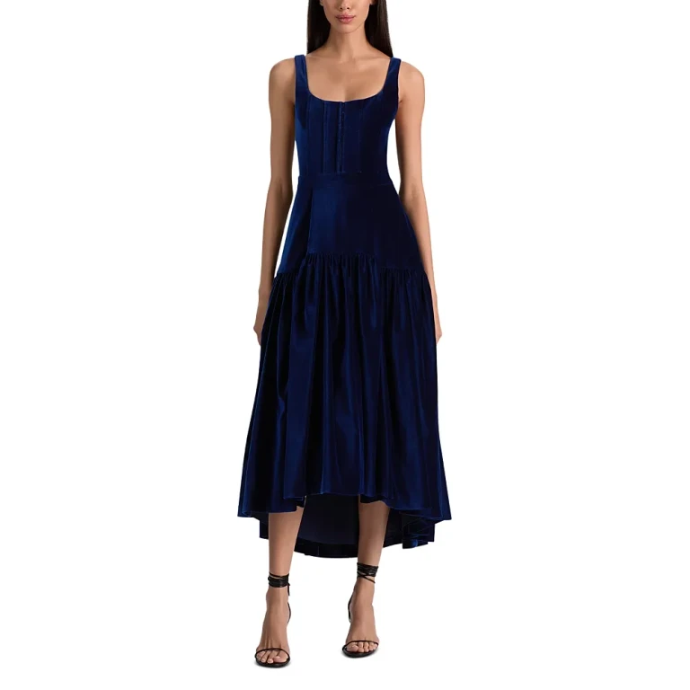 Alice and Olivia Diana Velvet Midi Dress