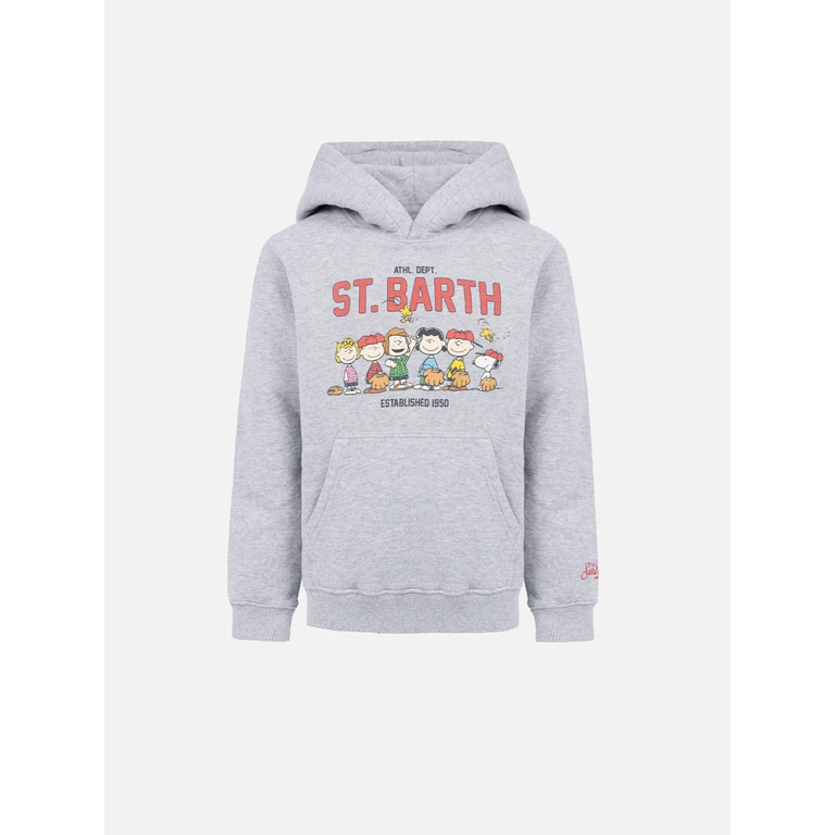 Mc2 Saint Barth Boy Grey Sweatshirt Oliver With Peanuts Print Snoopy Special Edition Melange