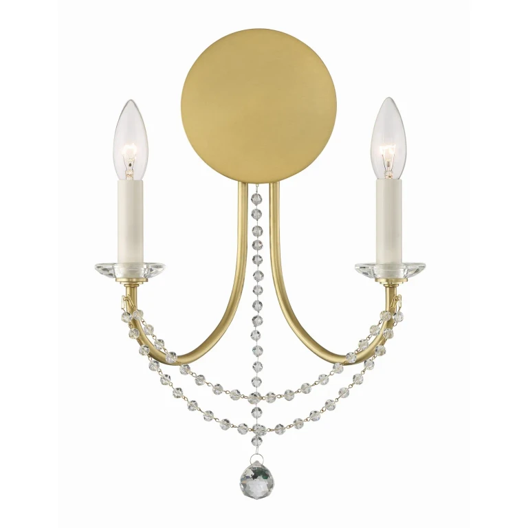 Delilah 2-Light Wall Mount in Aged Brass