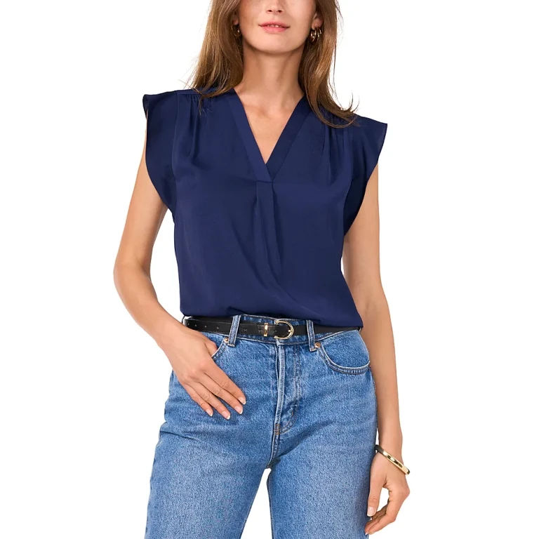 Vince Camuto V Neck Flutter Sleeve Top