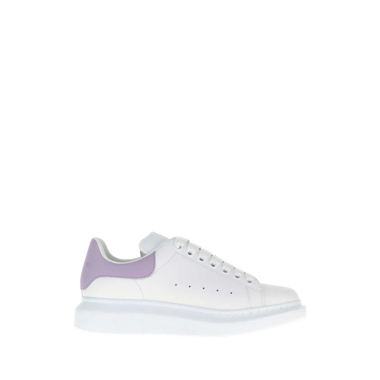 Alexander McQueen White Leather Sneakers With Lilac Leather Heel