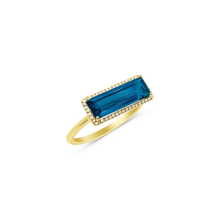 Meira T 14K Yellow Gold London Blue Topaz & Diamond Ring