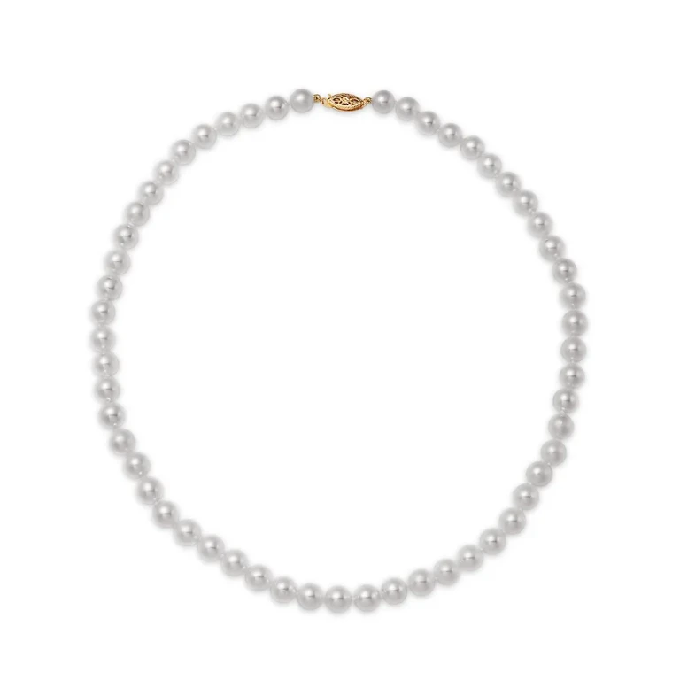 Cultured Akoya Pearl Necklace in 14K Yellow Gold, 18