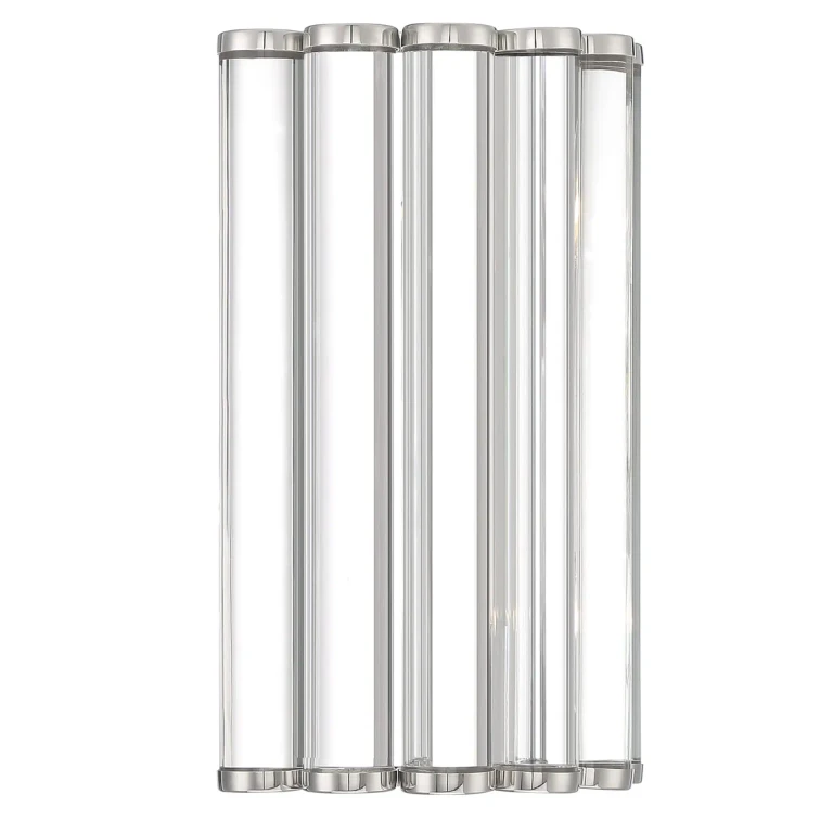 Crystorama Elliot 2-Light Wall Sconce in Polished Nickel with Clear Glass Crystals