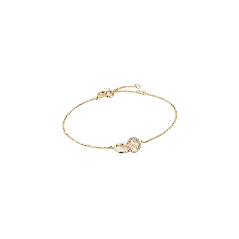 Pulsera Tory Burch Icon Pavé Interlocking Chain Tory Gold/Cristal