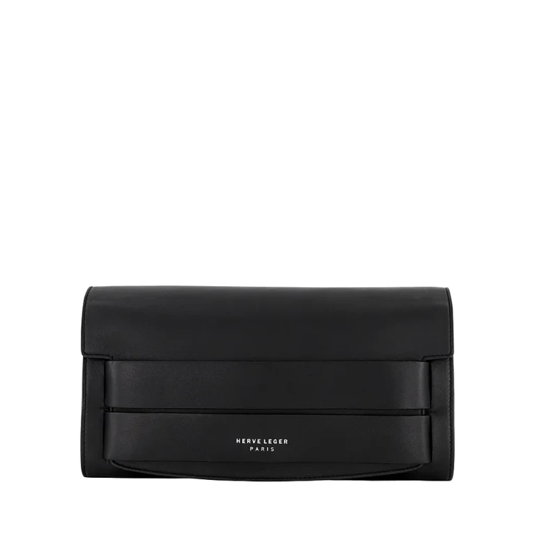 Herve Leger Etta Leather Clutch