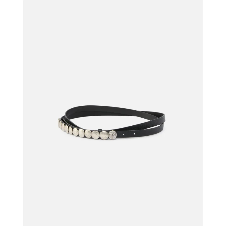 Pinko - Ceinture cloutée en cuir à double tour 1,5 cm - XS