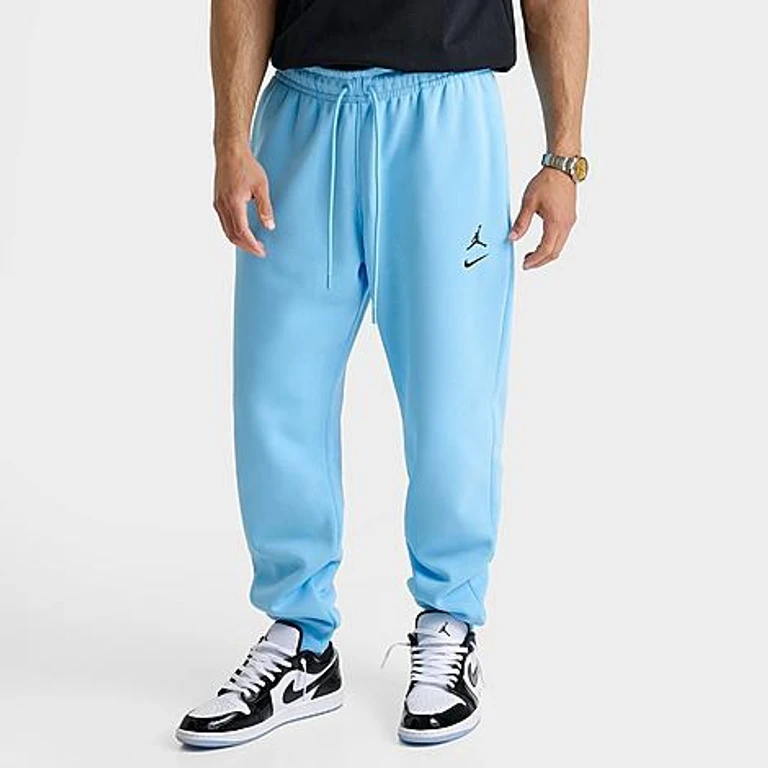 Jordan Men's Swoosh Brooklyn Fleece Jogger Pants in Blue Chill/Black Size: Small