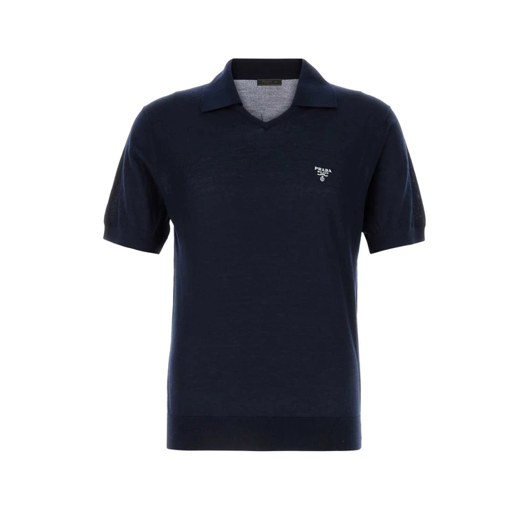 Prada Midnight Blue Cashmere Polo Shirt