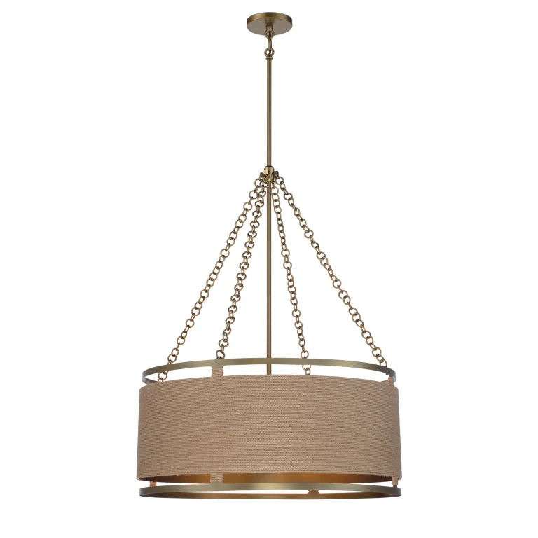6-Light Pendant Light in Soft Brass