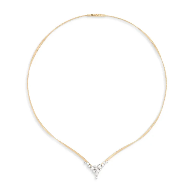 Marco Bicego 18K Yellow Gold Marrakech Diamond V Cluster Collar Necklace, 16.5