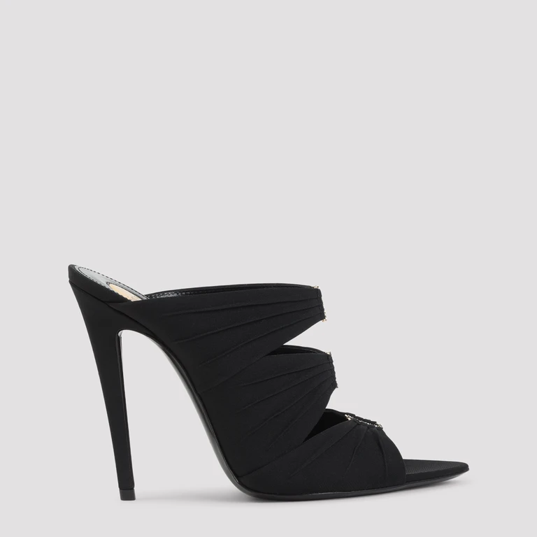 Saint Laurent Gippy 110 Lauro Sandal Black Leather Polyester - Women