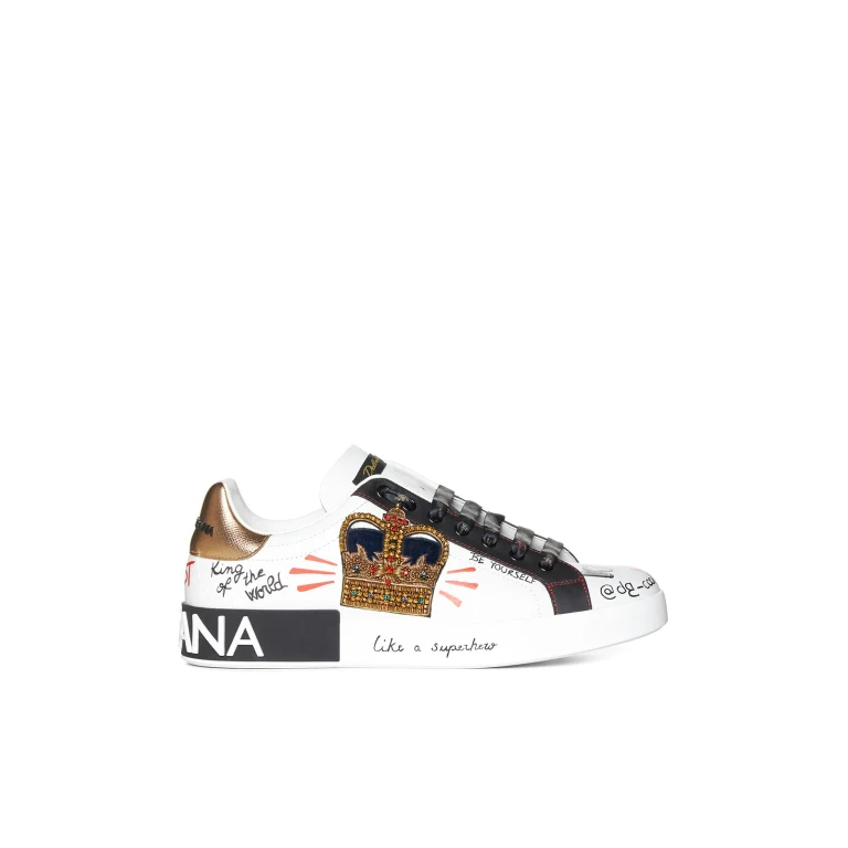 Dolce & Gabbana Portofino Sneakers With Patch And Embroidery