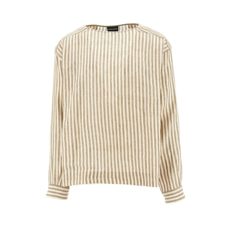 EMPORIO ARMANI Striped jute-effect blouse Man M