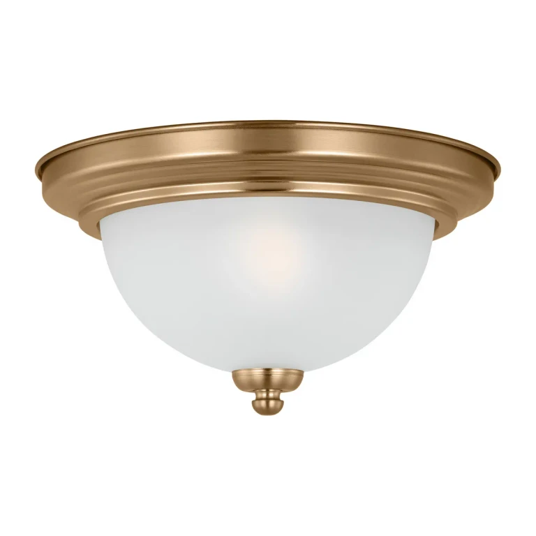 Satin Brass One Light Flush Mount from the Geary Collection