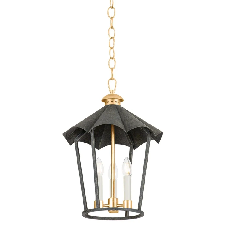 Vintage Gold Leaf French Iron Lantern from the Wildomar Collection