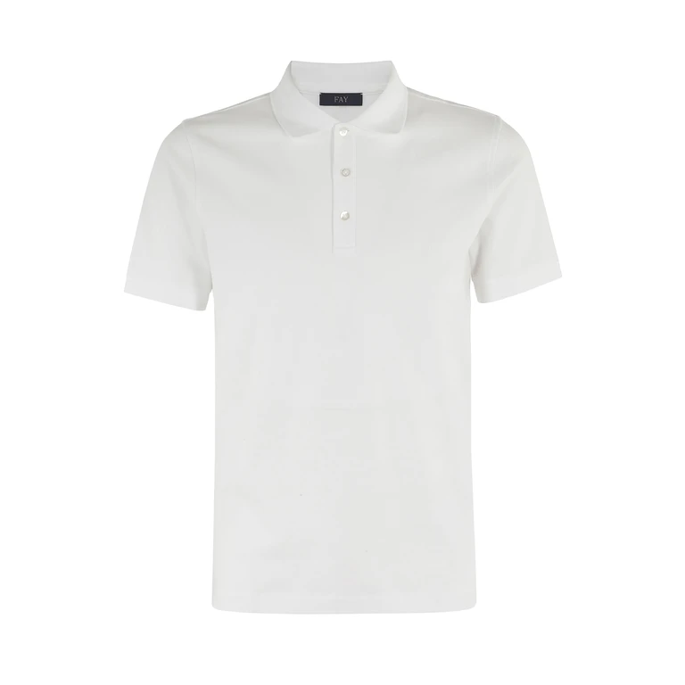 Fay Polo Piquet White Cotone Elastan - Men