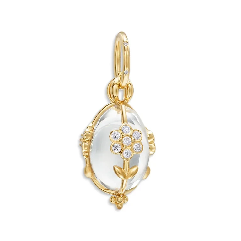 Temple St. Clair 18K Yellow Gold Fj Crystal & Diamond Flower Amulet Pendant