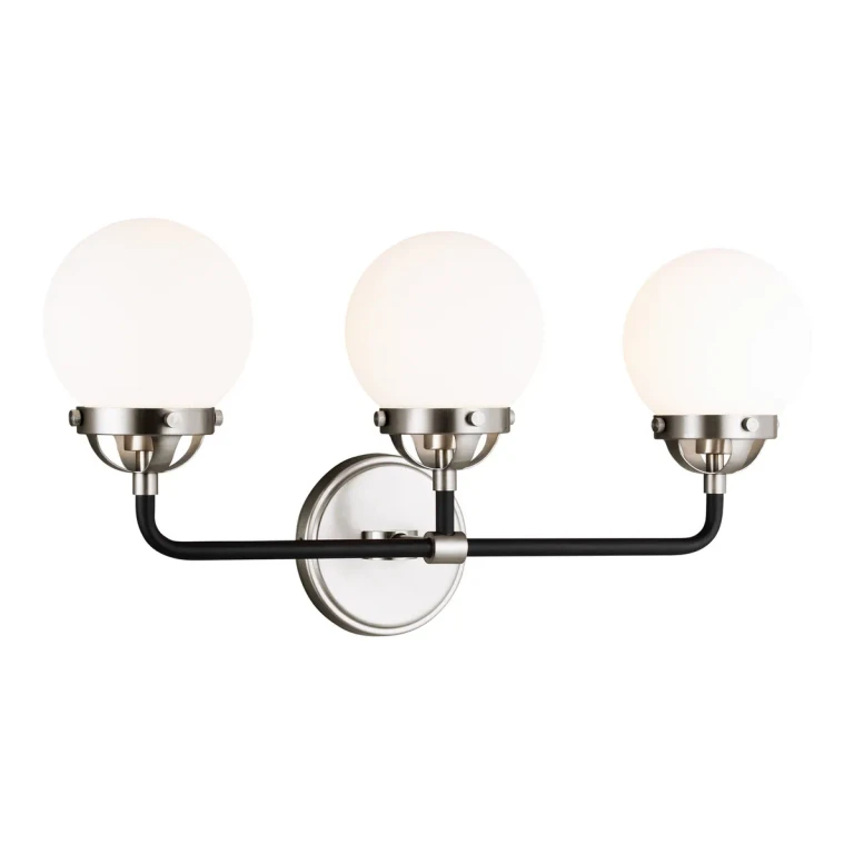 Cafe 3-Light Bathroom Vanity Light in Brushed Nickel