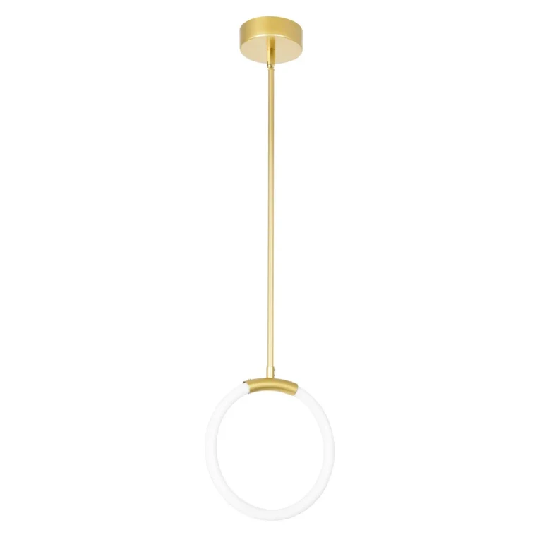 Satin Gold LED Pendant from the Hoops Collection