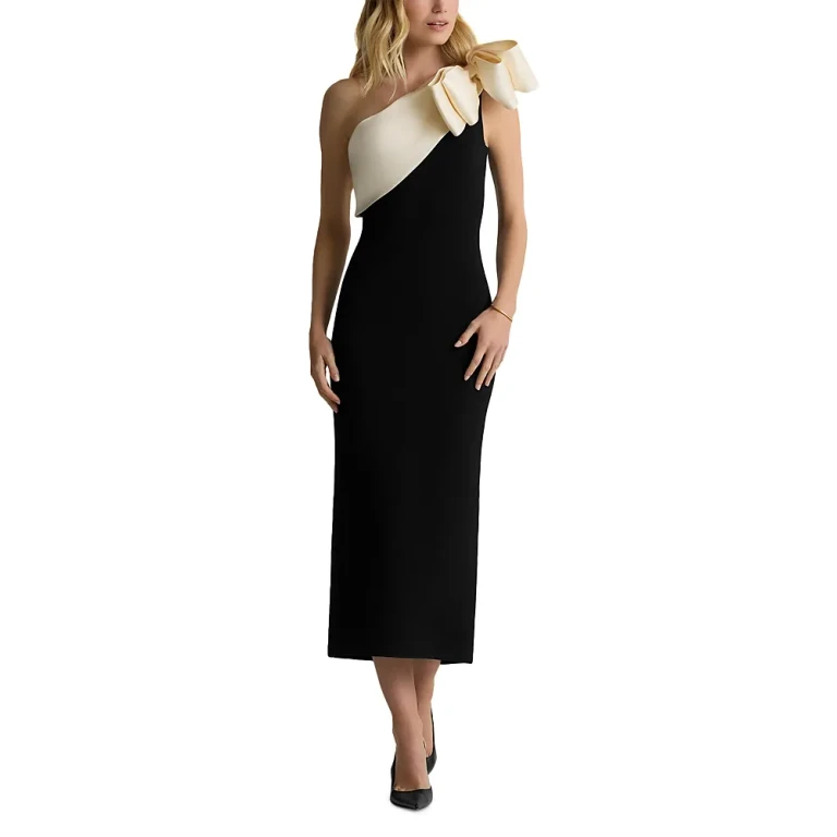 St. John Evening Knit Mixed Media Dress