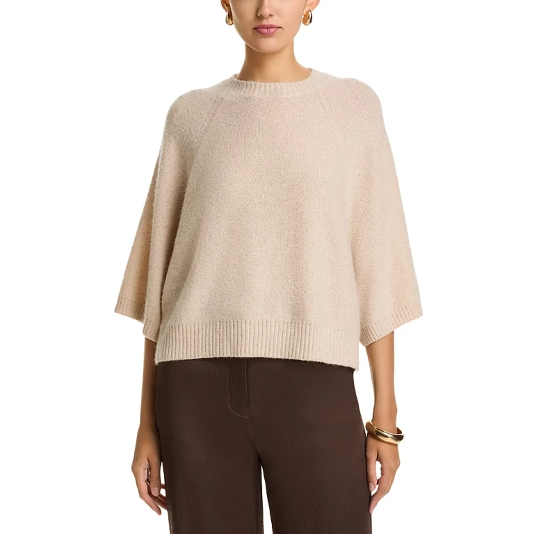 Fabiana Filippi Sequin Cropped Cape Sleeve Sweater