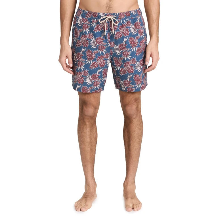 Fair Harbor The Bayberry Swim Trunks 7 Sky Blue Seersucker XXL