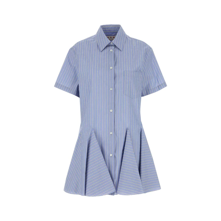 Marni Embroidered Poplin Shirt Dress Bluechina Exterior: Cotton Abiti - Women