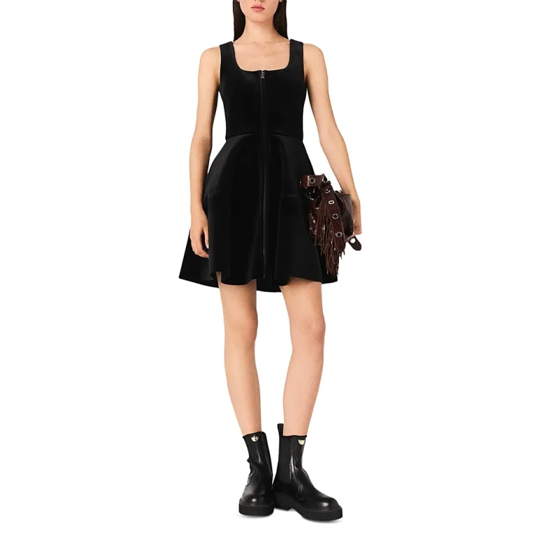 Maje Short Velvet Skater Dress