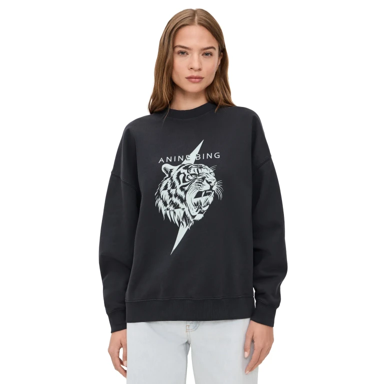 ANINE BING Miles Tiger Sweatshirt Vintage Black XS