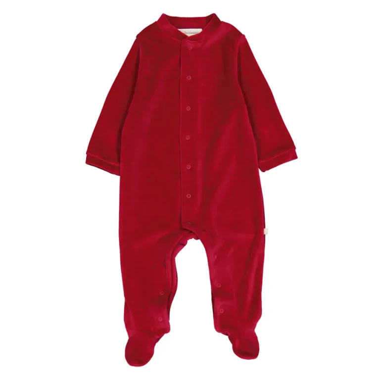Marie Chantal Baby Burgundy Velour Angel Wing 1-Piece Sleepsuit