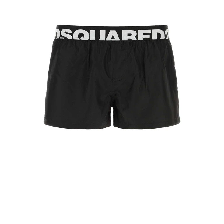 Dsquared2 Black Polyester Swimming Shorts Blackfucsia Costumi Da Bagno - Men