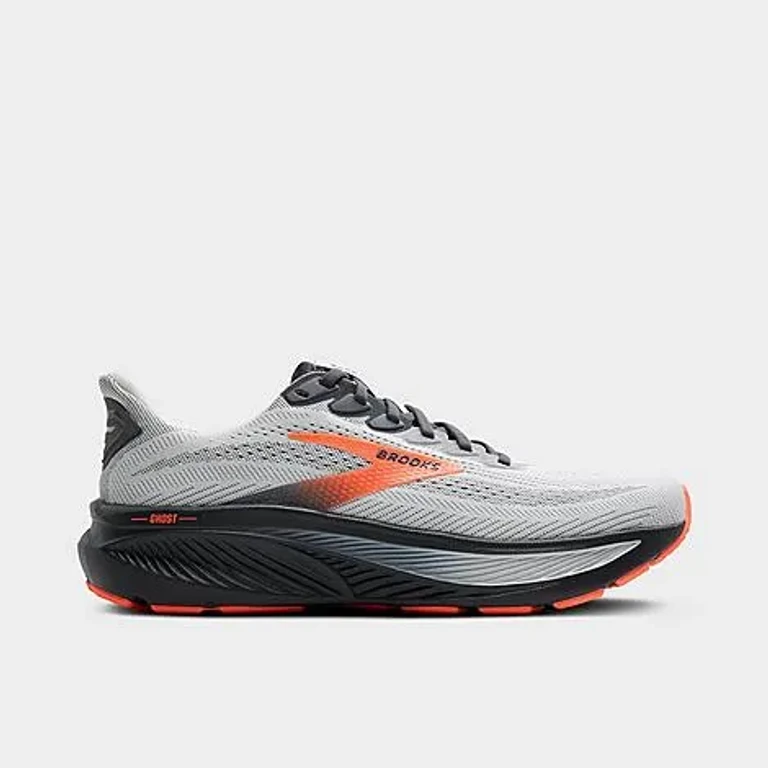 Brooks Men's Ghost 17 Running Shoes in Oyster Mushroom/Orange/Ebony Size: 7.5
