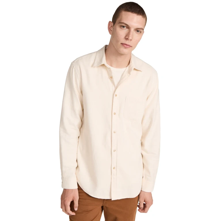 Portuguese Flannel Teca Ecru Button Down Shirt Ecru S