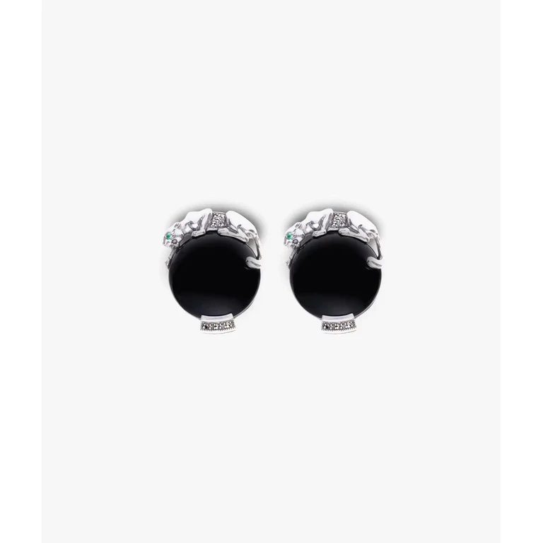 Larusmiani Panther Silver And Onyx Cufflinks - Unisex