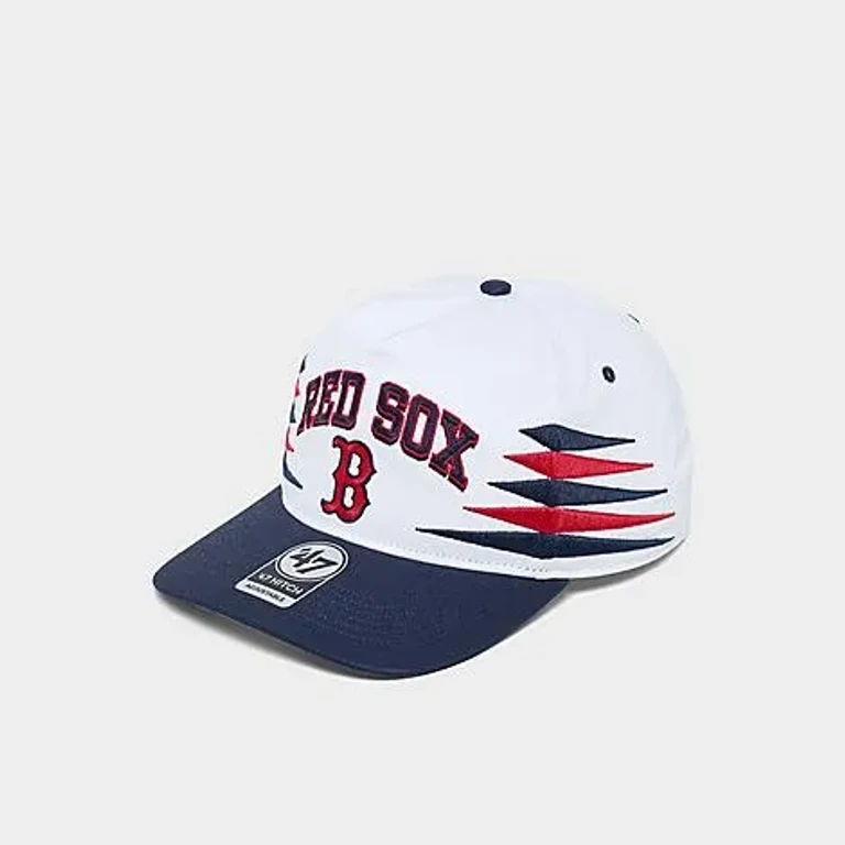 '47 Boston Red Sox MLB Diamond Cut HITCH Snapback Hat in White/Navy